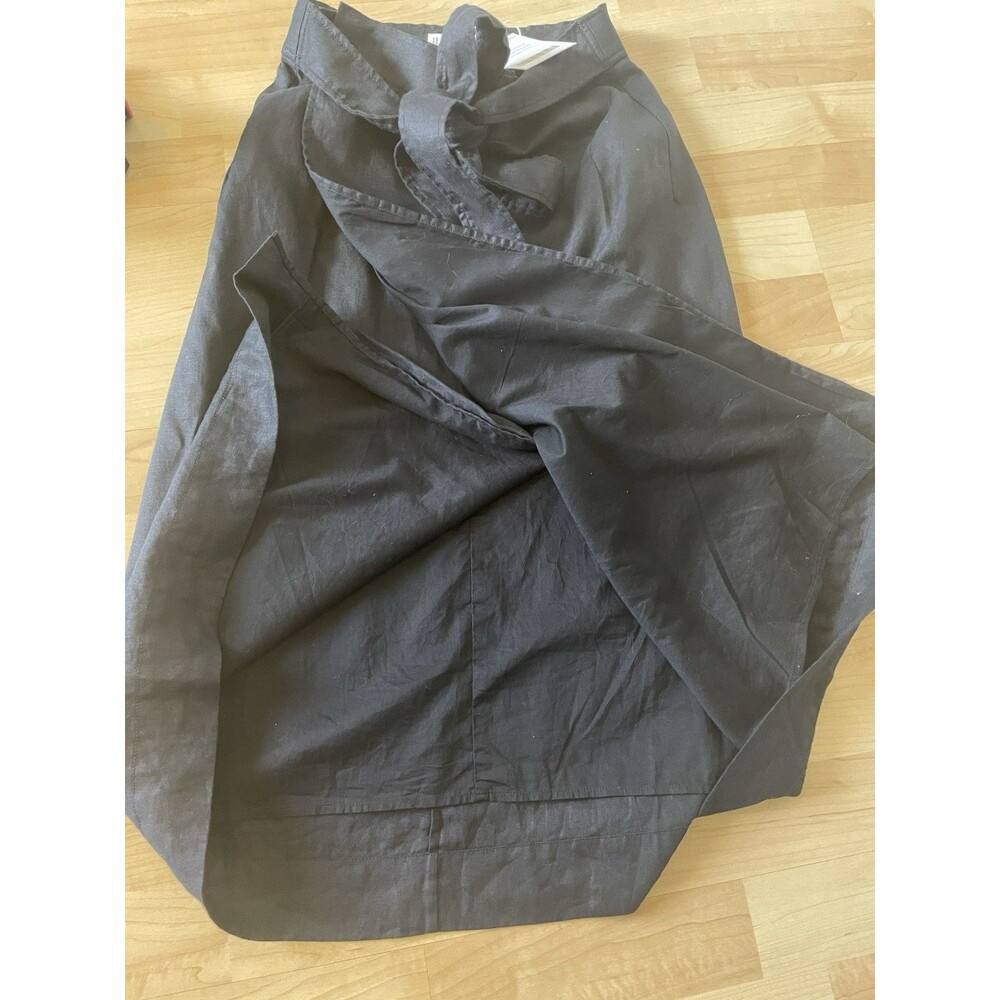 NWT Everlane The Linen Wrap Skirt 100% Linen Size 2 Black - Picture 6 of 12